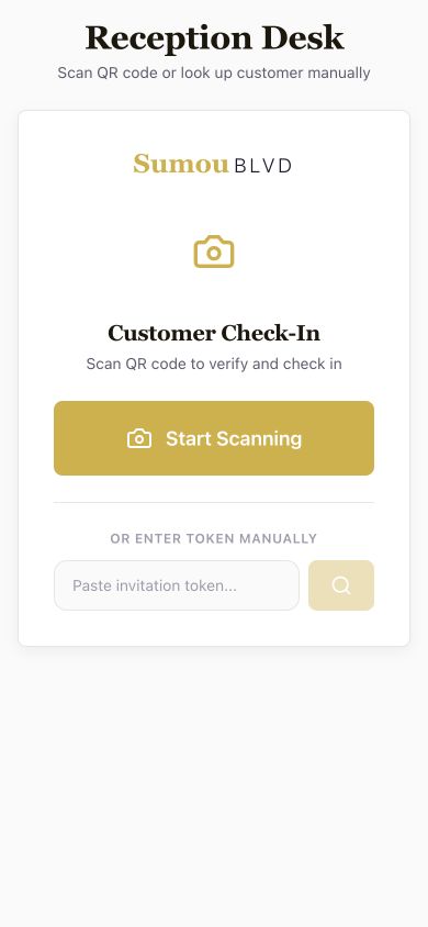 Mobile reception QR scanning interface